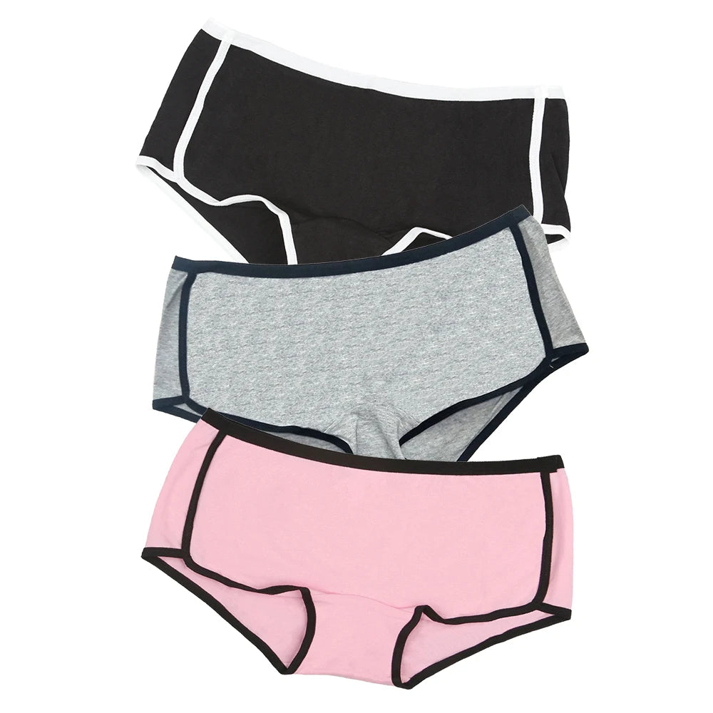 Women's Cotton Boyshort Briefs Set, Breathable Comfort Underwear