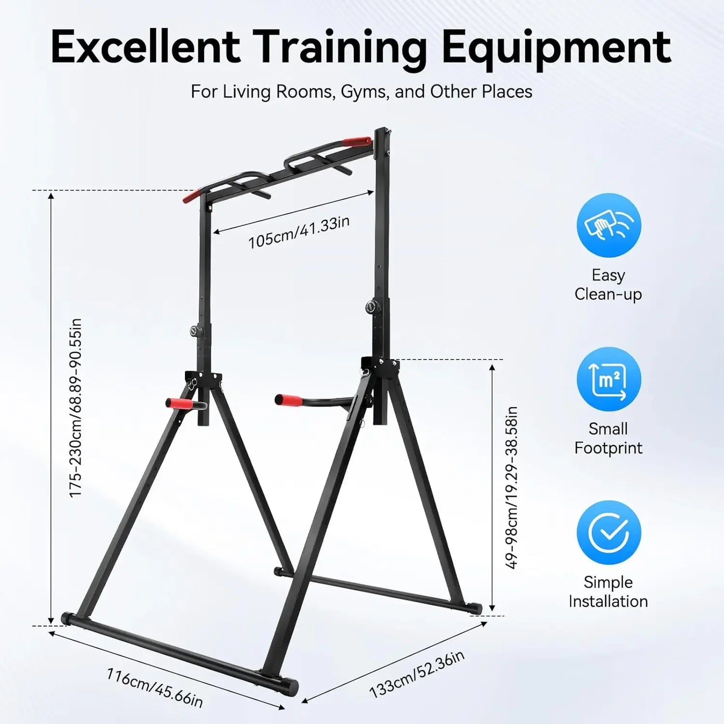 Foldable Power Tower Dip Station With Triangular Pull Up Bar
