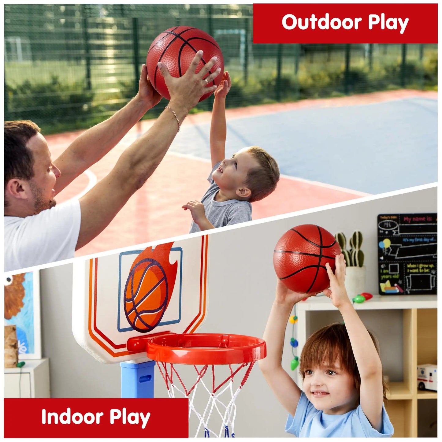 Joyfy Toddler Indoor Basketball Hoop Set With Adjustable Goal