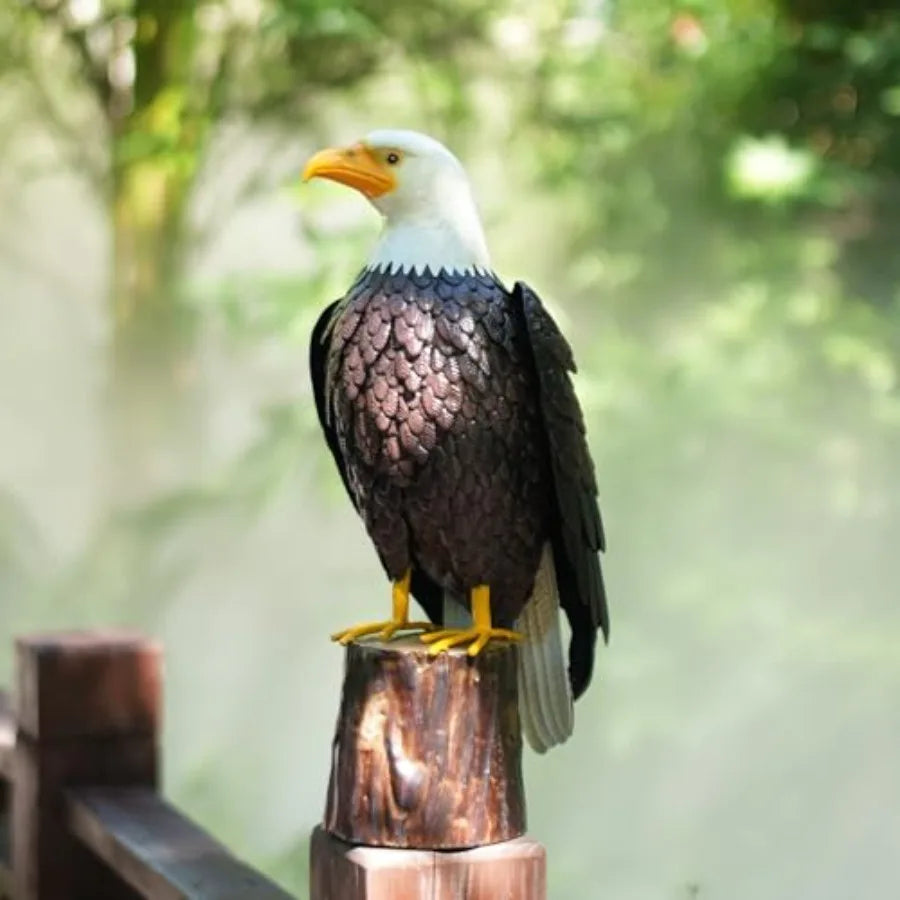 Handcrafted Bald Eagle Metal Garden Statue for Outdoor Decor