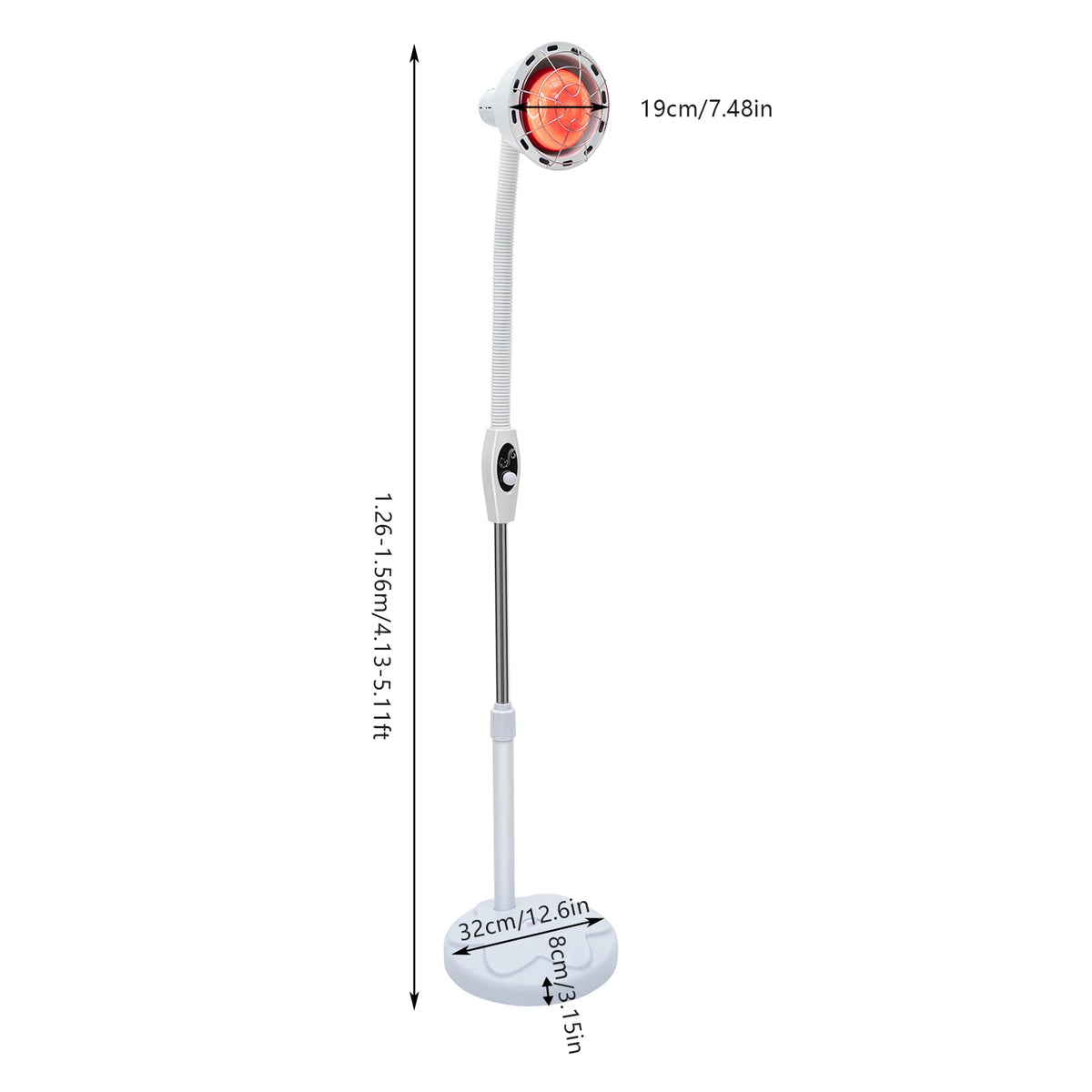 275W Adjustable Infrared Heat Lamp with 360 Rotatable Temp Control