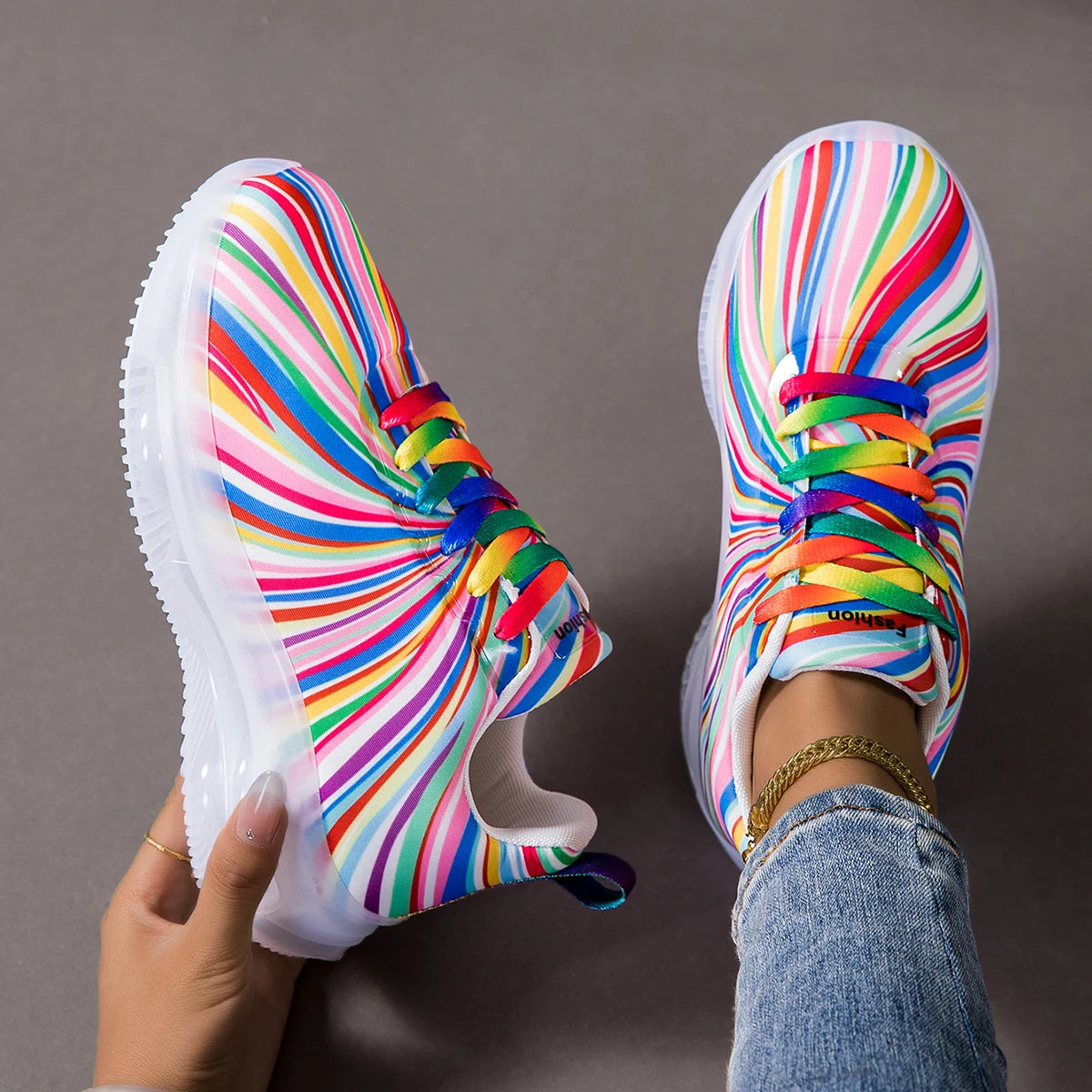 Women Air Cushion Sneakers Lace-Up Lightweight Non Slip Running Shoes
