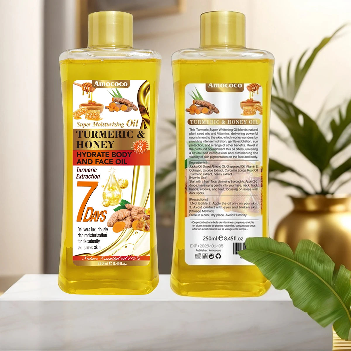 Amococo Turmeric Honey Body Oil Moisturizing Skincare Treatment