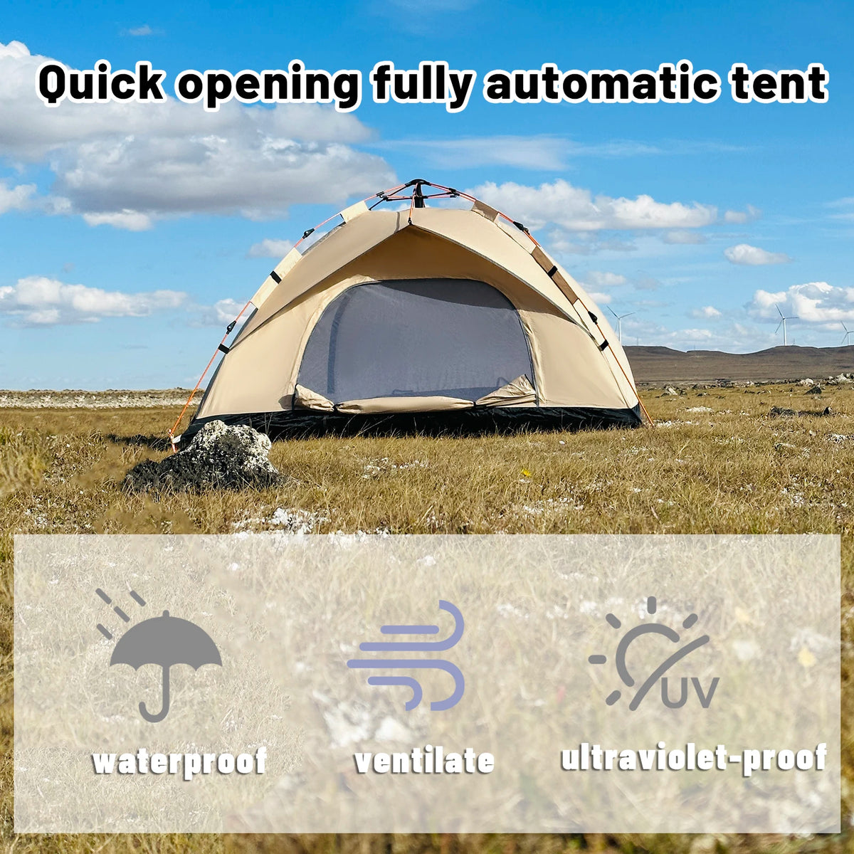Pakicetus Instant Pop Up Dome Tent For Camping Outdoors