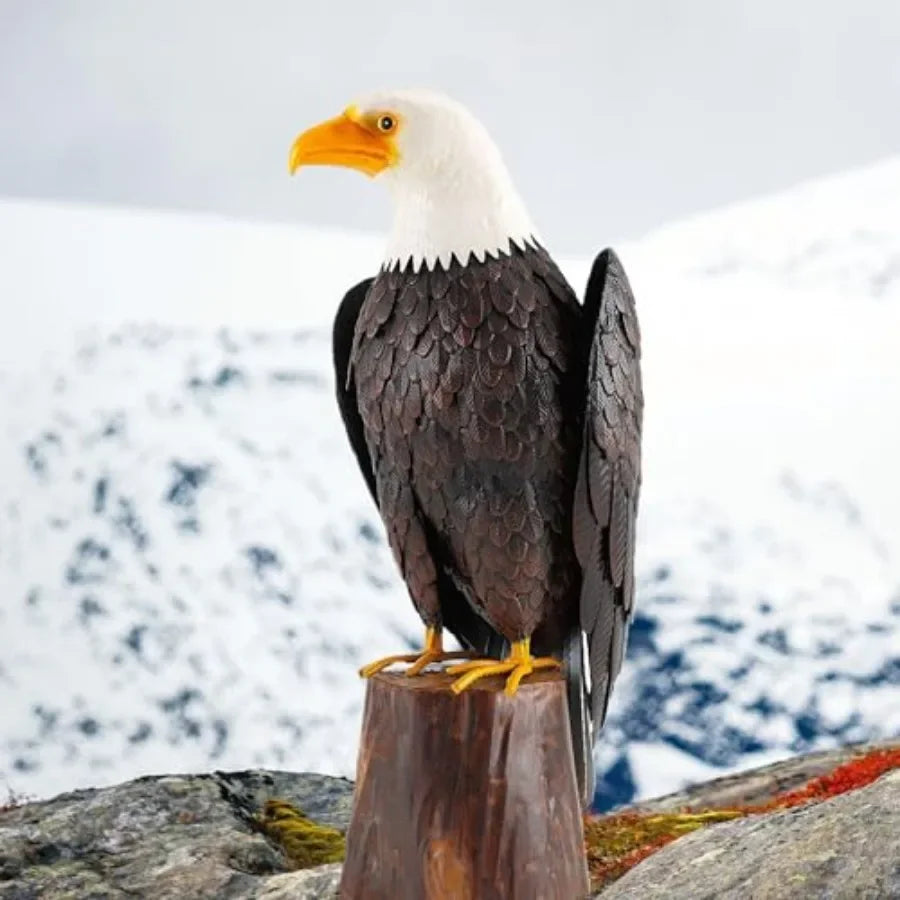 Handcrafted Bald Eagle Metal Garden Statue for Outdoor Decor