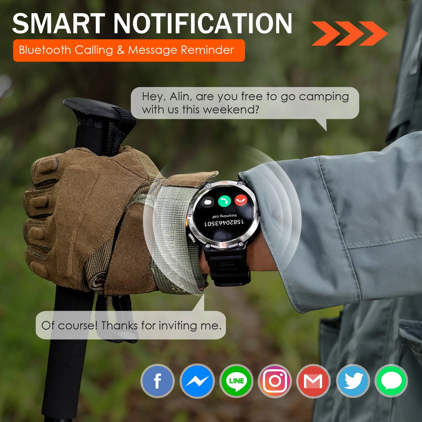 EIGIIS KE3 Bluetooth Call Smartwatch For Men Heart Rate Monitor