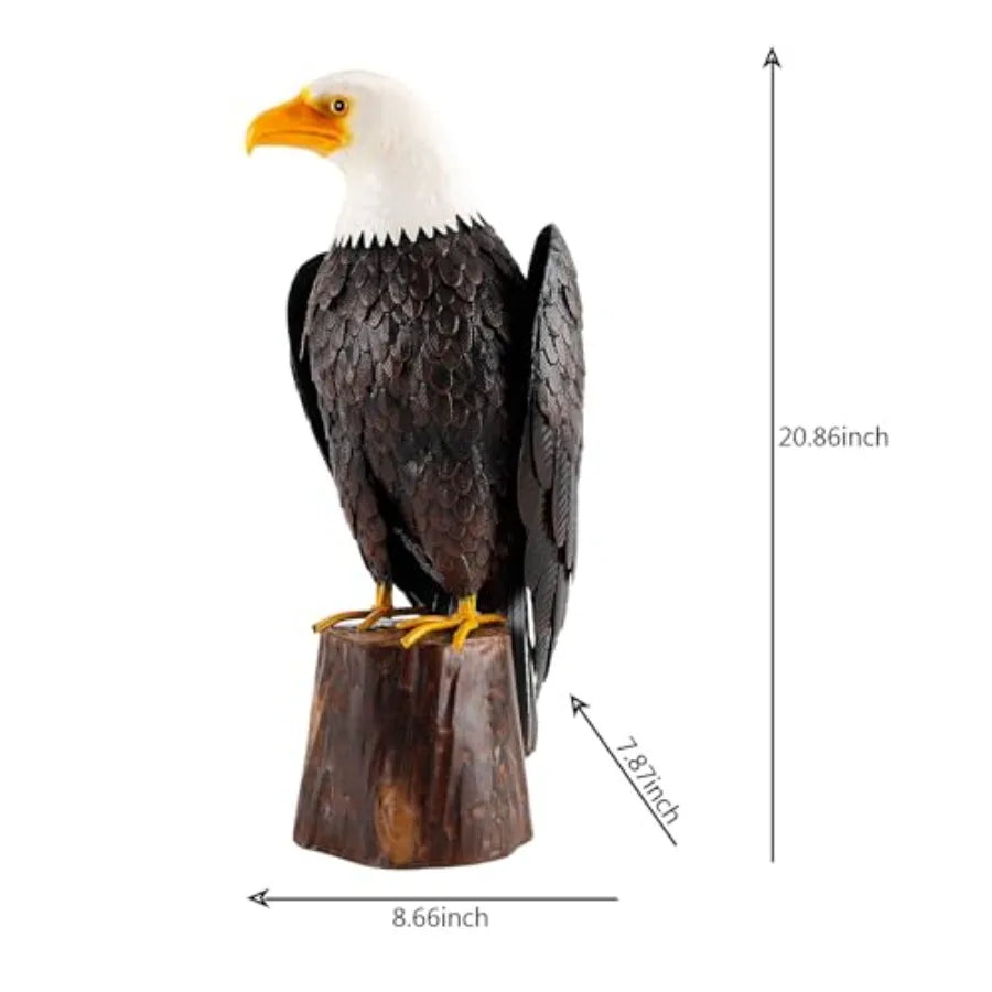 Handcrafted Bald Eagle Metal Garden Statue for Outdoor Decor