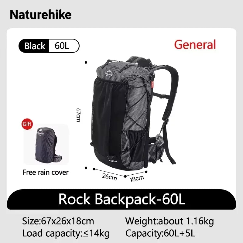 Naturehike Rock Outdoor Backpack Capacity Hiking Pack Rain Cover