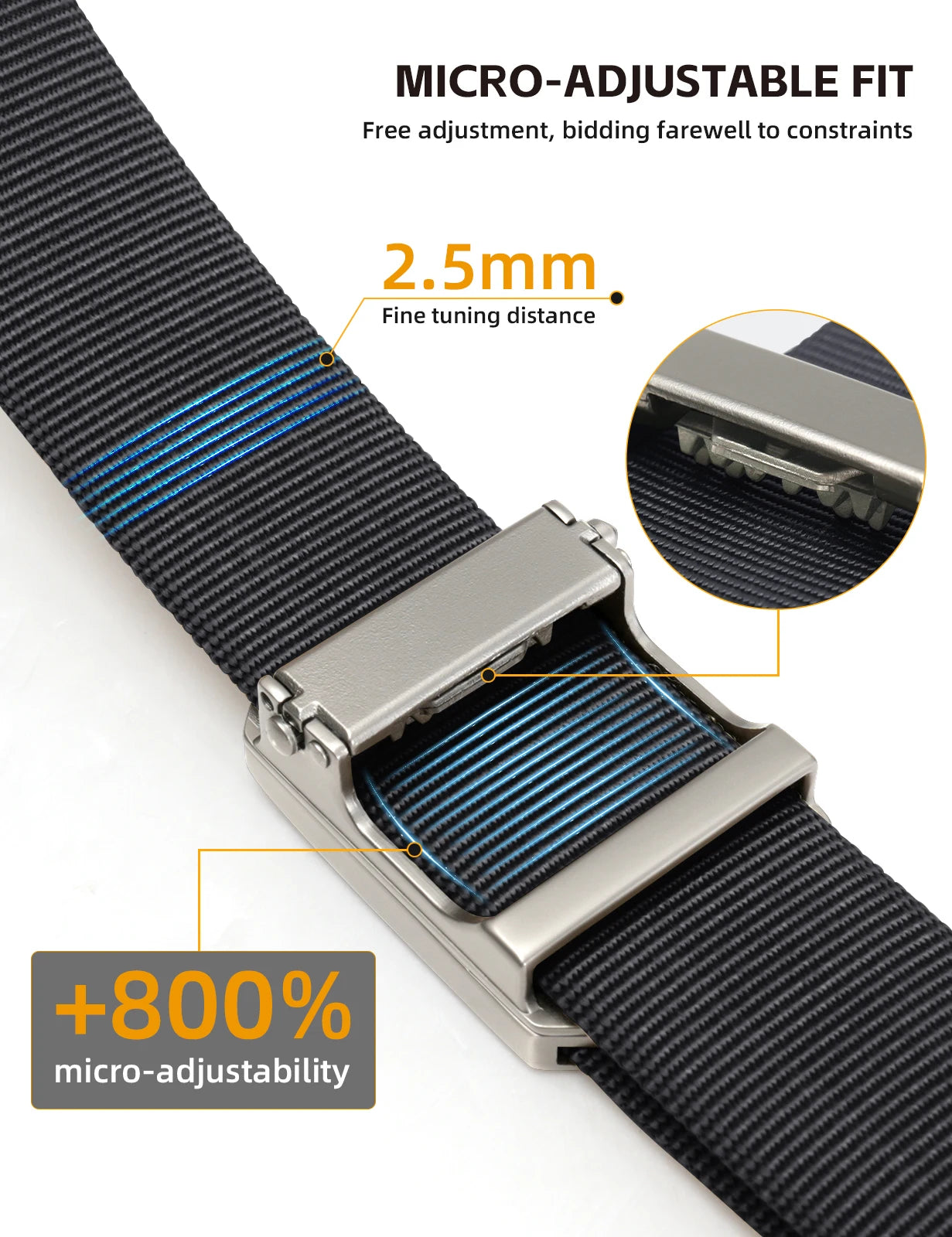 IDOGEAR Mens Ratchet Belt No Holes Slide Buckle Heavy Duty