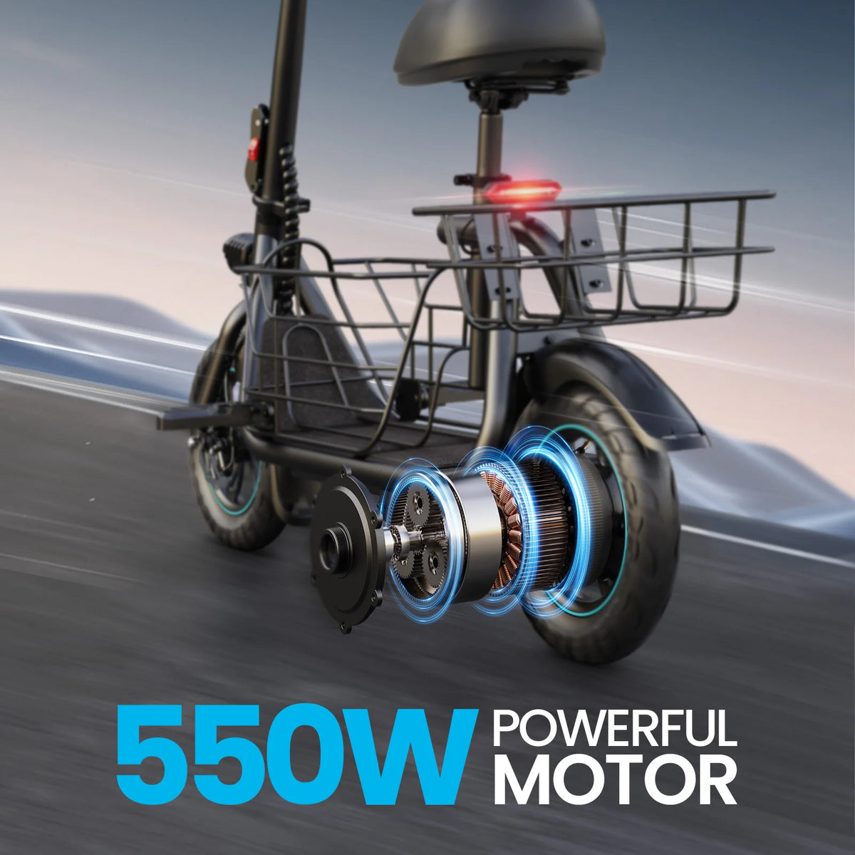 Gyroor Foldable Electric Scooter With Pet Basket And Riding Modes