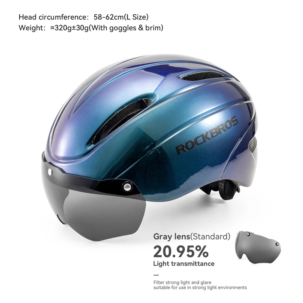 ROCKBROS Aero Cycling Helmet With Goggles For Road And MTB