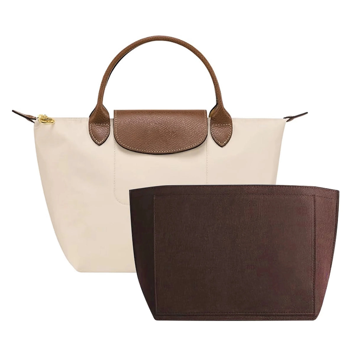 Premium Felt Handbag Organizer Insert With Zippered Storage Compartments