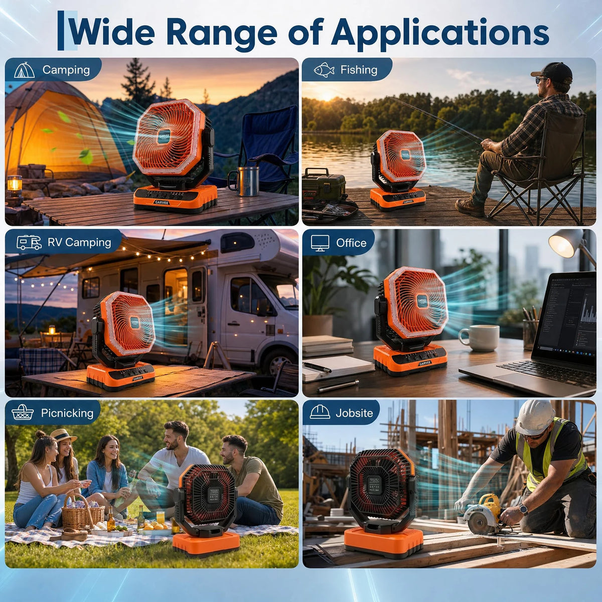 Himiss Portable Camping Fan 40000mAh LED Light Remote Timer