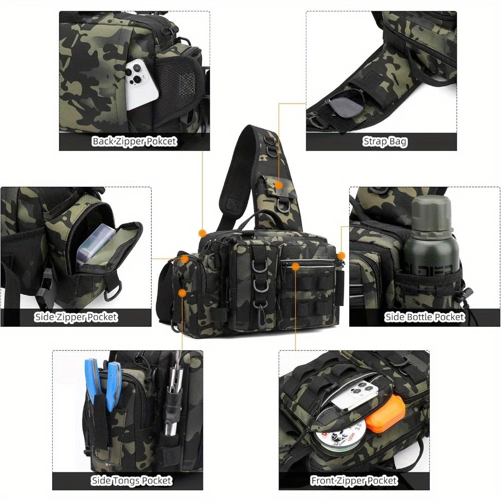 Fishing Tackle Backpack Waist Bag For Camping Hiking And More