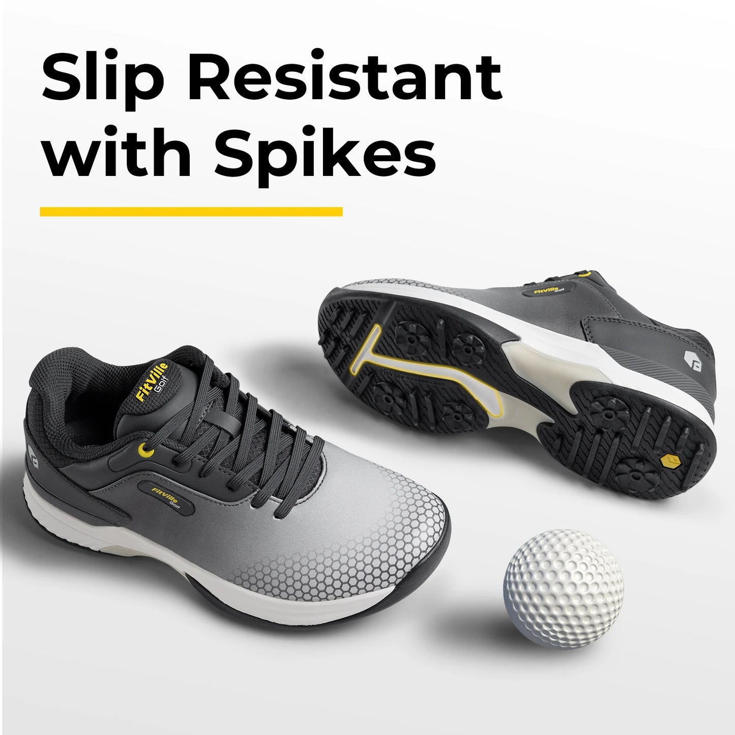 FitVille Wide Mens Golf Shoes Non Slip Comfort Swollen Feet