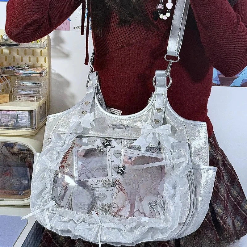 KUROYABU Luxury Lace Gothic Y2K Underarm Bag With Bow