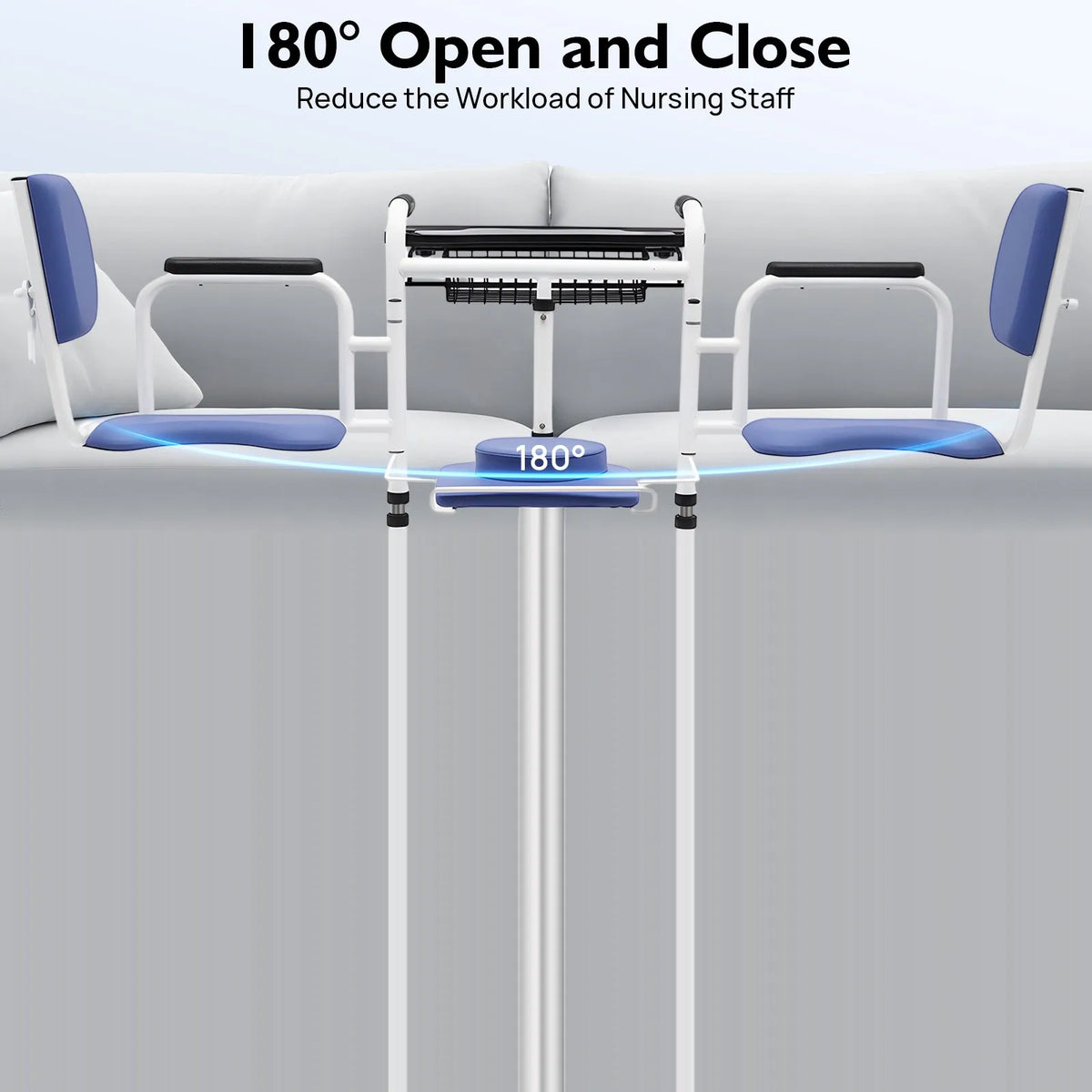 180 Degree Split Seat Hydraulic Patient Lift Transfer Chair With Adjustable Height And 330 Lb Capacity