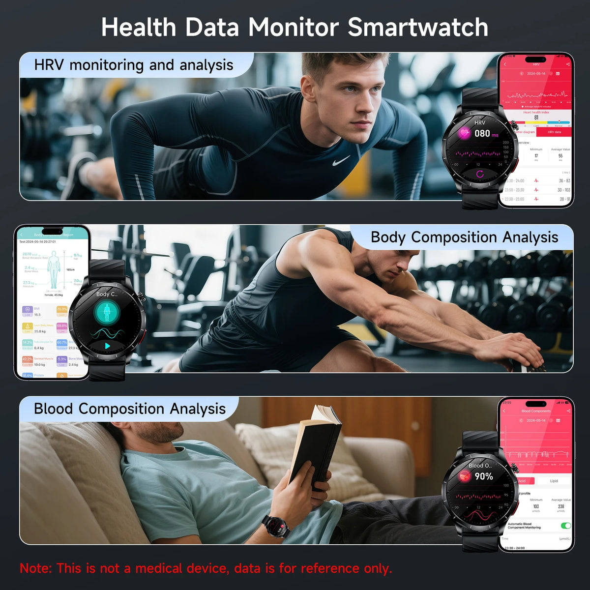 Marsyu ECG PPG Health Smart Watch Featuring Heart Rate Tracking
