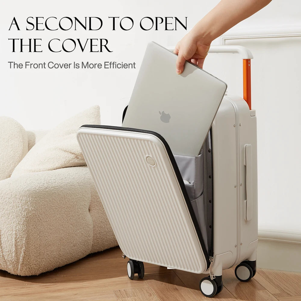 Mixi Front Laptop Pocket Carry On Luggage With Wide Handle