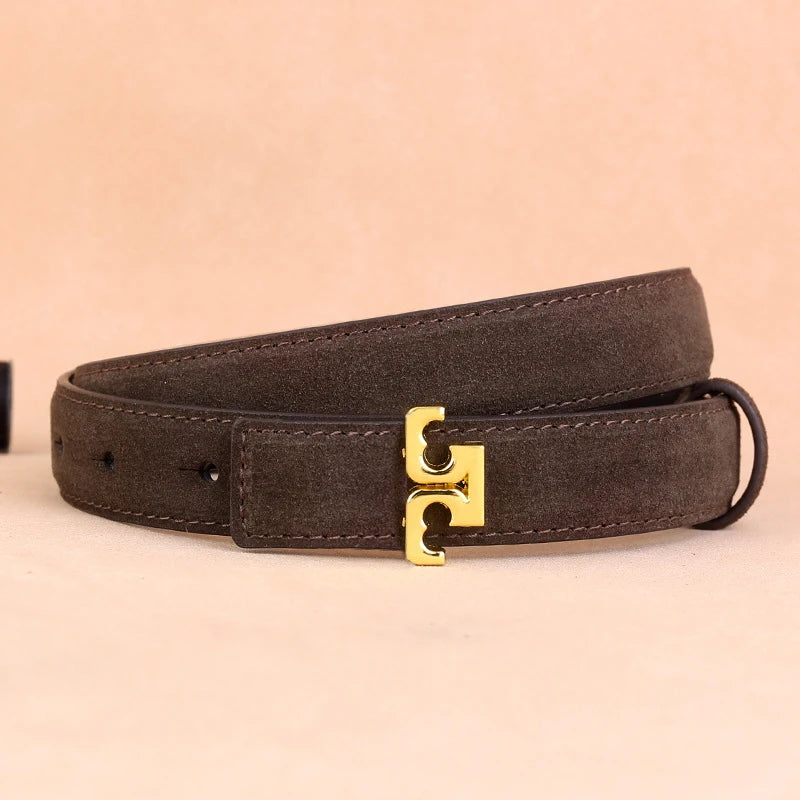 Zuankuo Women's Genuine Leather Suede Fashion Belt With Creative Design