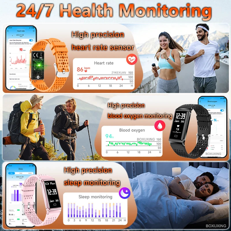 Fitness Tracker Smart Bracelet IPX8 Waterproof Touch Screen Health Monitor