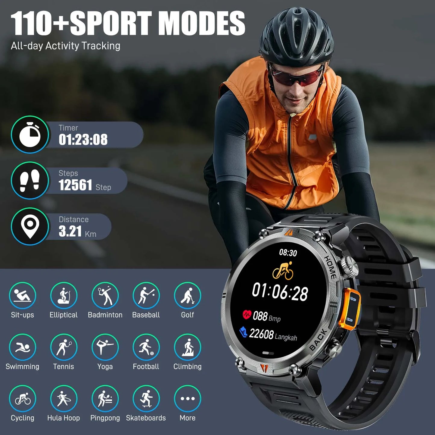 EIGIIS KE3 Bluetooth Call Smartwatch For Men Heart Rate Monitor