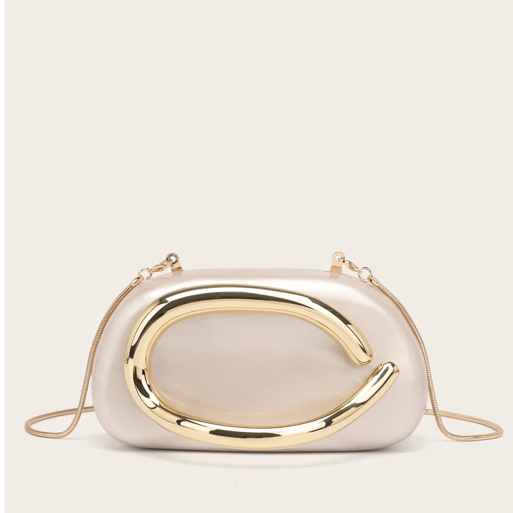 YYW Womens Metal Clutch Bag Luxury Evening Banquet Wedding Purse