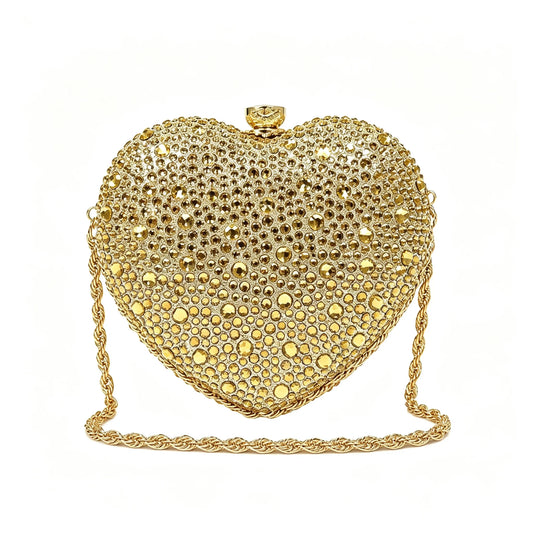 Elegant Rhinestone Heart Crossbody Clutch Bag For Women