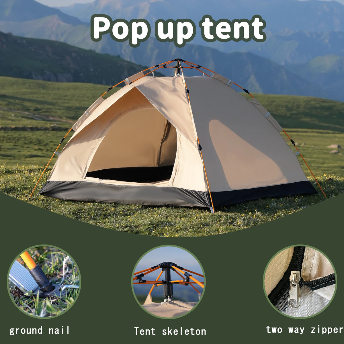 Pakicetus Instant Pop Up Dome Tent For Camping Outdoors