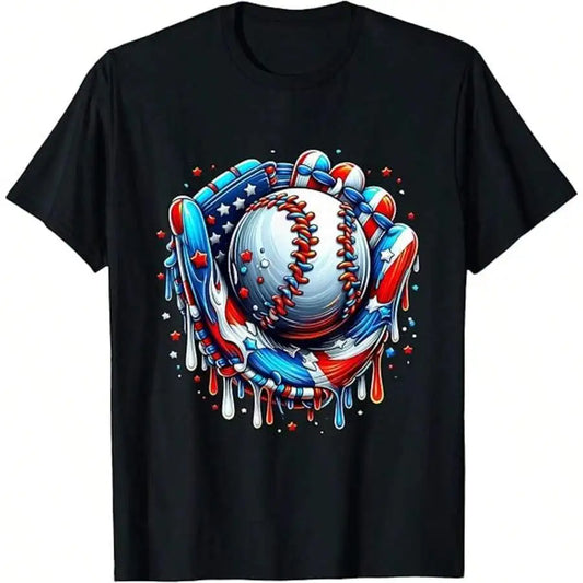 Boys Girls Patriotic Baseball Ice Cream 4th July Cotton T-Shirt