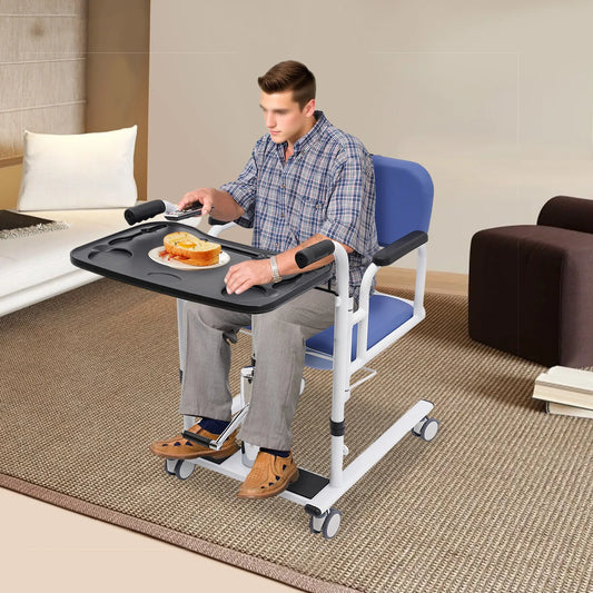 180 Degree Split Seat Hydraulic Patient Lift Transfer Chair With Adjustable Height And 330 Lb Capacity
