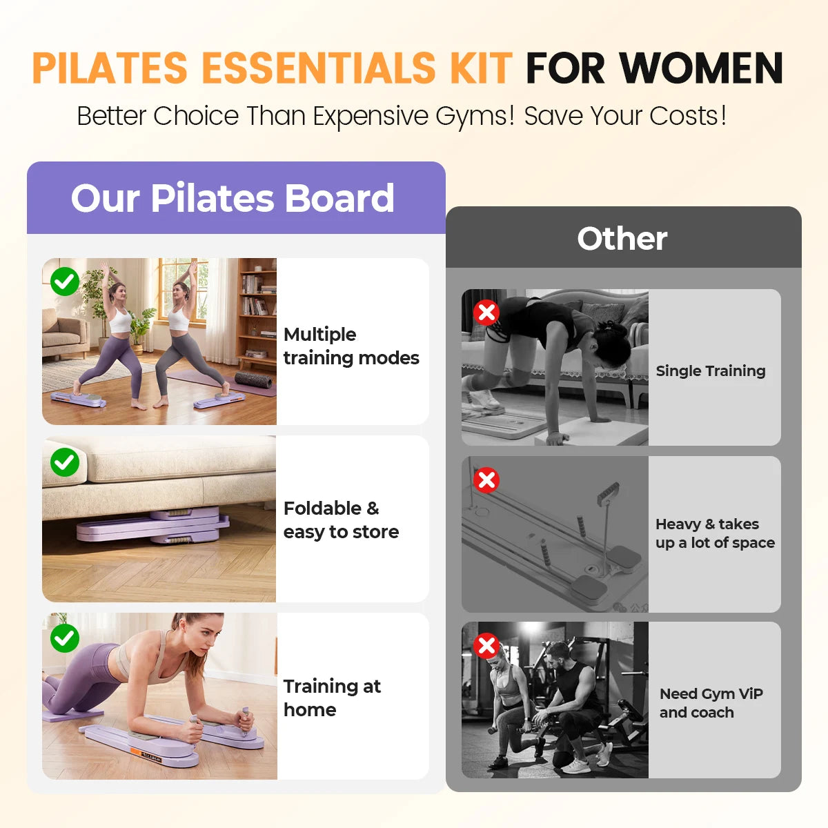 Adjustable Split Pilates Board Full Body Trainer Home Gym