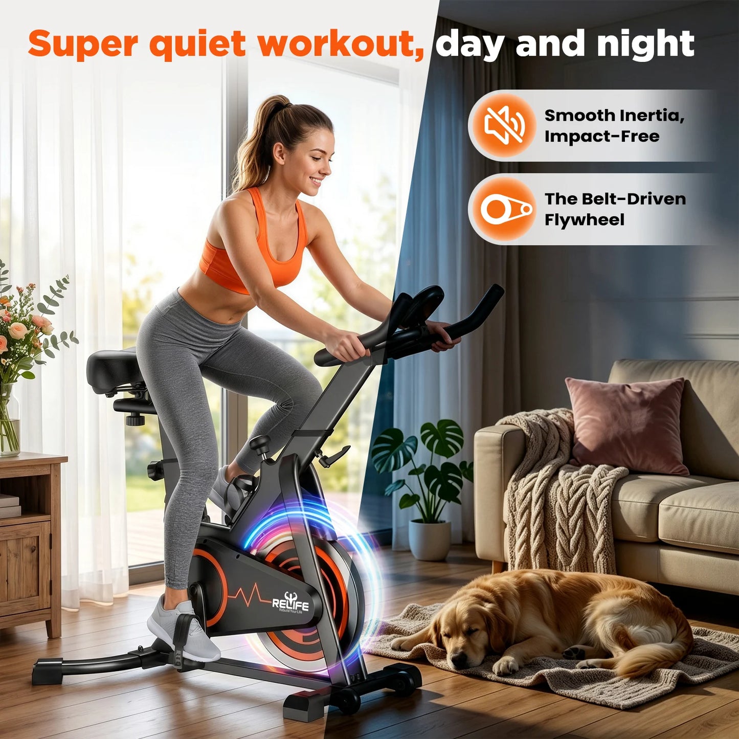 Indoor Cycling Bike Silent Belt Drive With Adjustable Resistance LCD Monitor