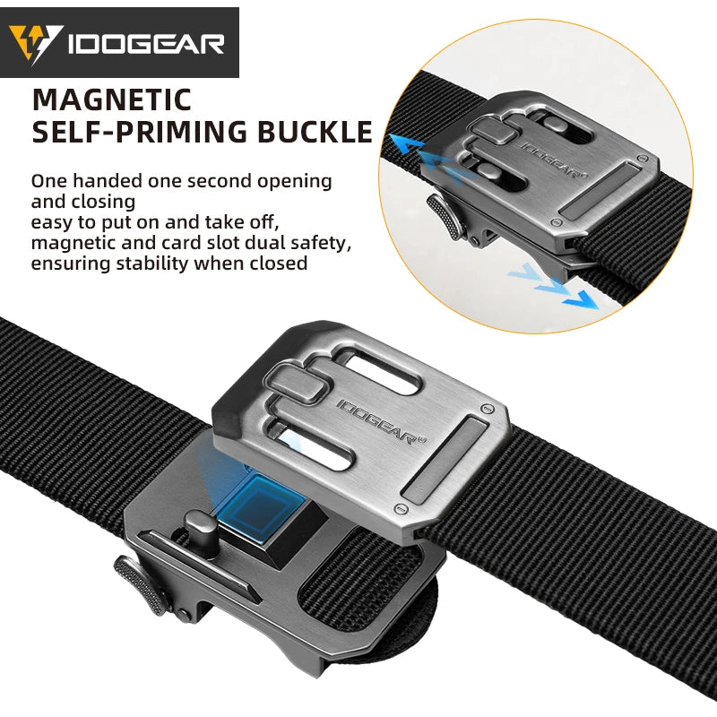 IDOGEAR Mens Ratchet Belt No Holes Slide Buckle Heavy Duty