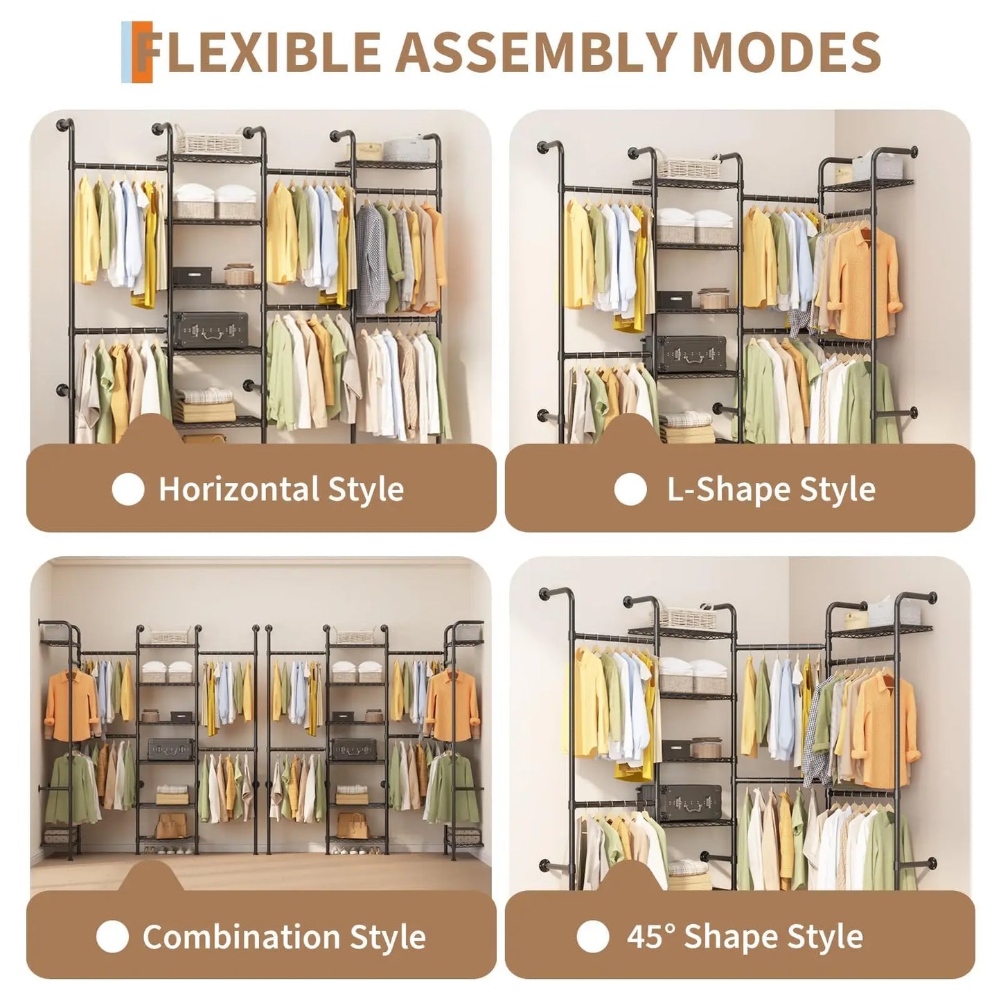 Studyset Carbon Steel Wall Mounted Clothes Rack With Expandable Rods