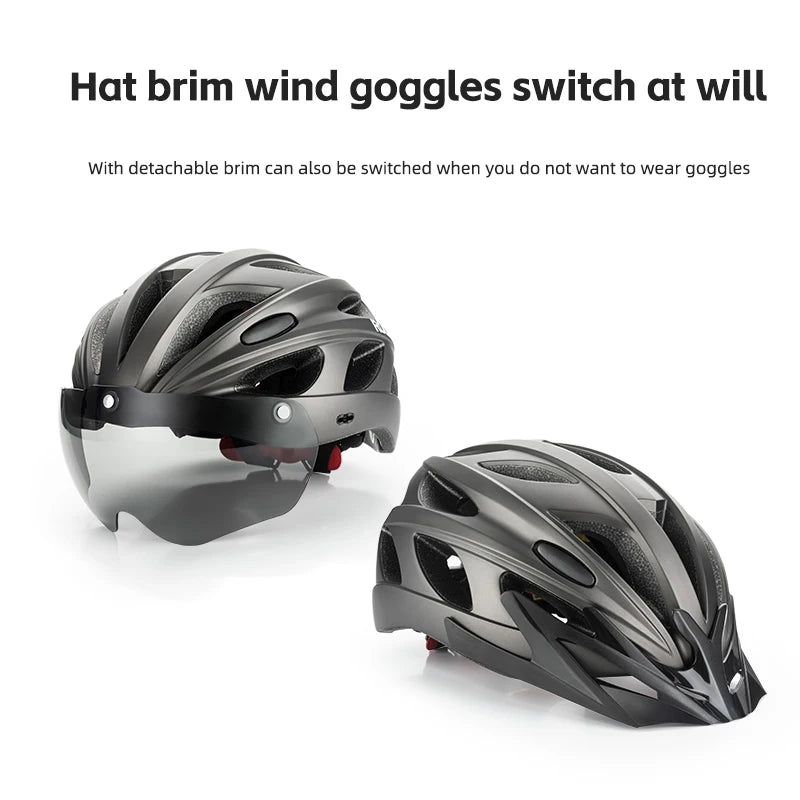 ROCKBROS Lightweight Integrated Cycling Helmet With Goggles