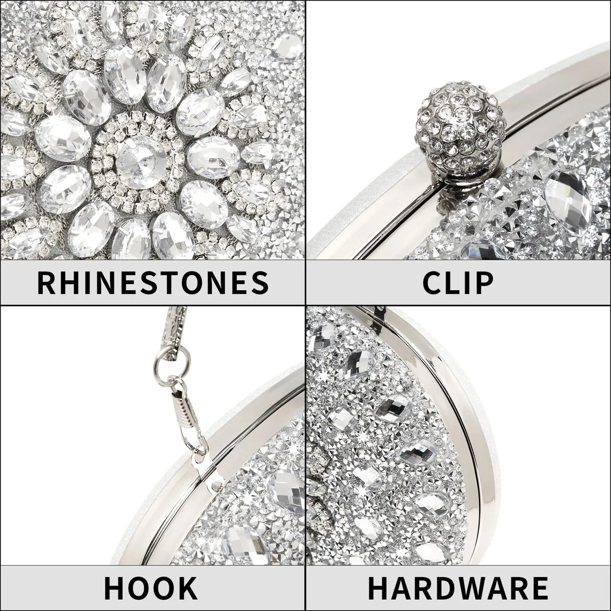 Women's Sparkling Rhinestone Clutch Purse Luxury Evening Handbag