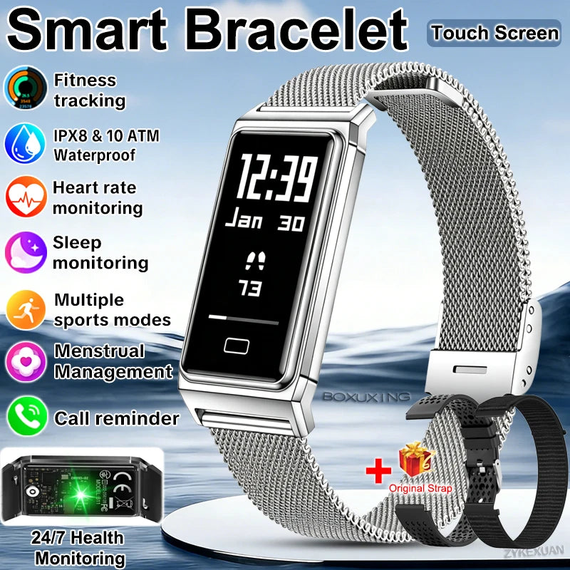 Fitness Tracker Smart Bracelet IPX8 Waterproof Touch Screen Health Monitor