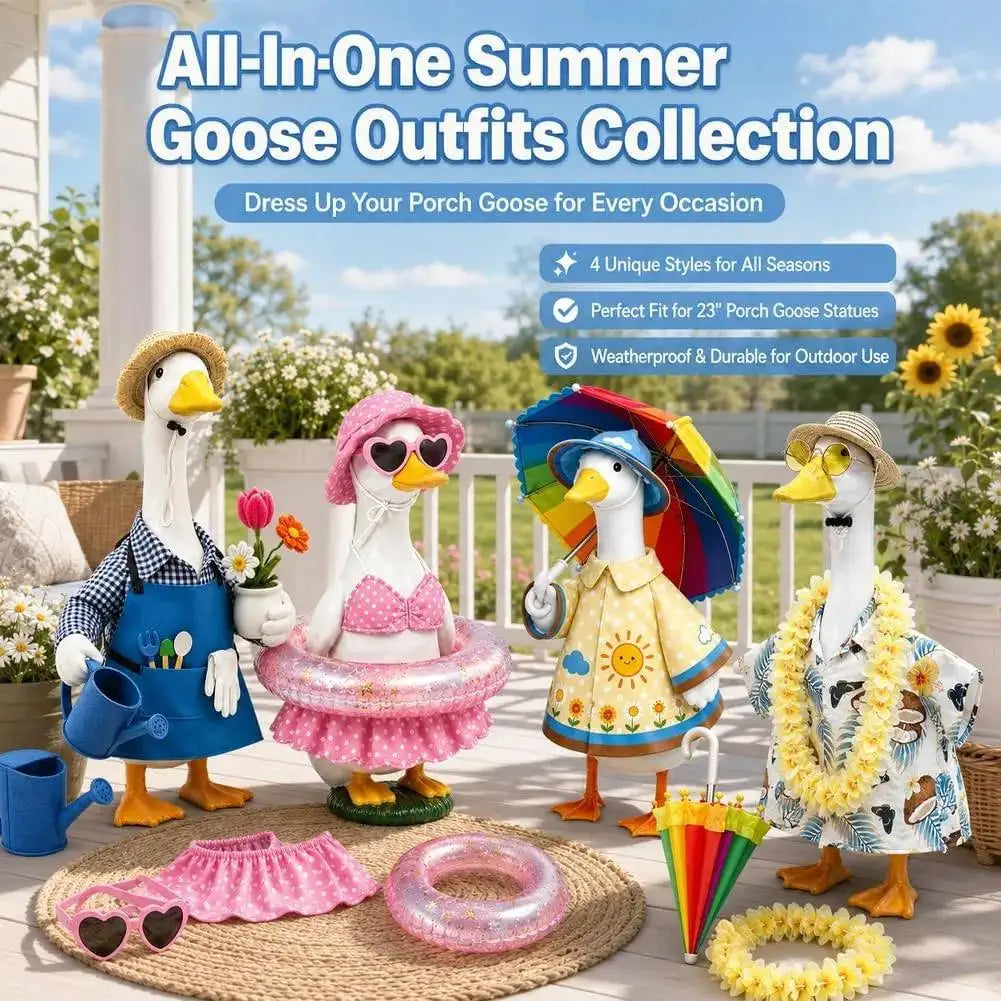 Porch Goose Gardener Costume Raincoat Outfit With Umbrella Yard Decoration