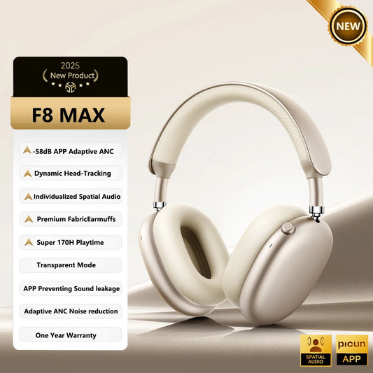 Picun F8 Pro Wireless ANC Headphones Featuring Spatial Audio Technology