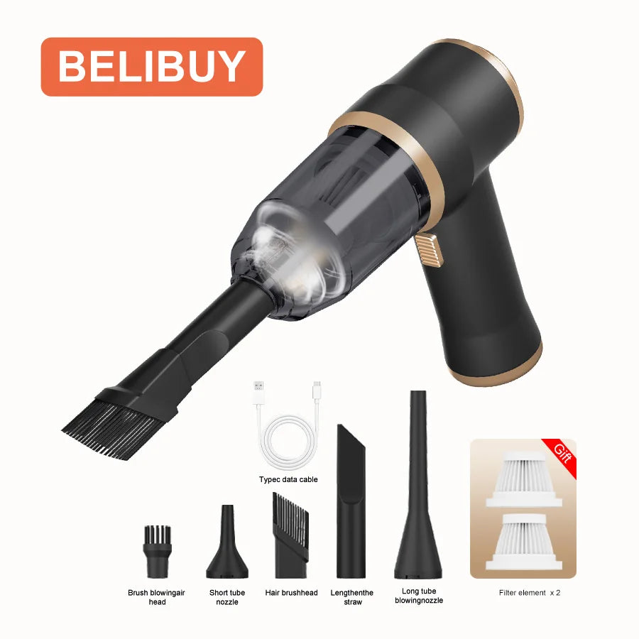 Cordless Portable Car Vacuum Cleaner With HEPA Filtration