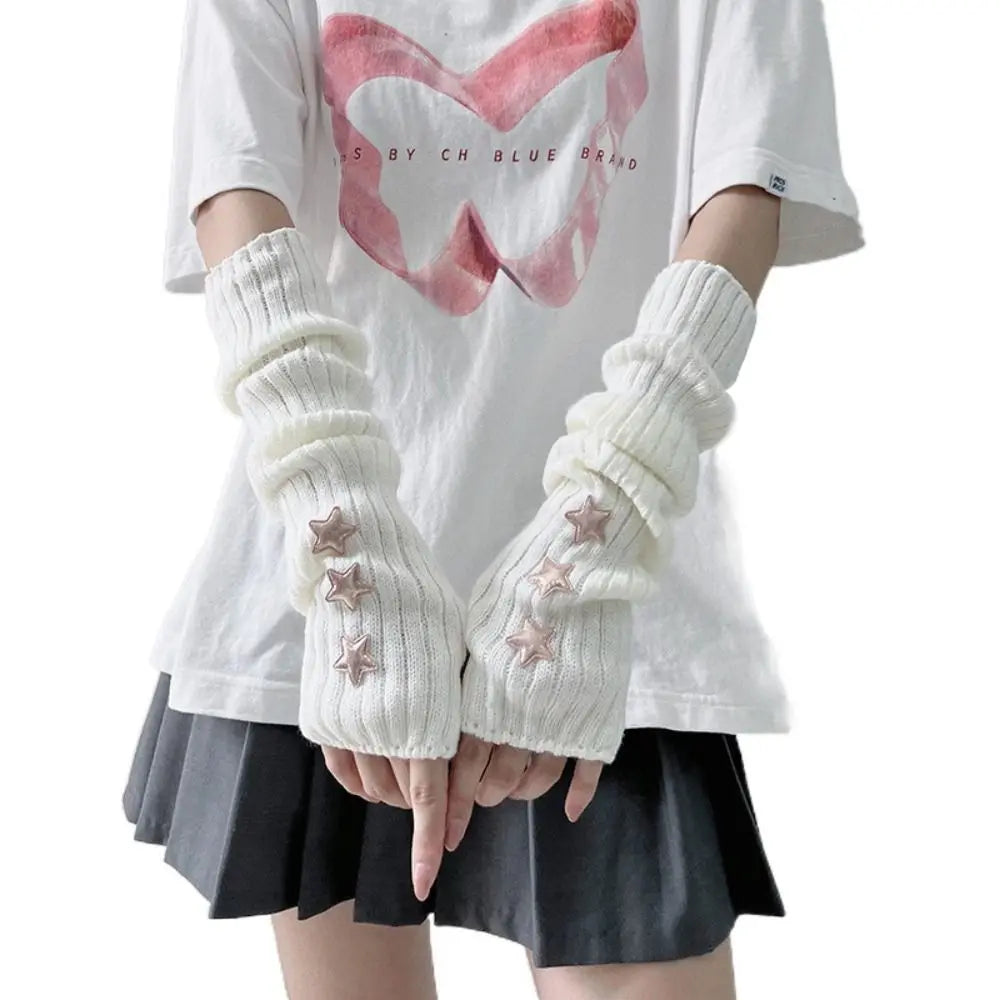 Fingerless Long Wrist Gloves Arm Warmers Polyester For Women