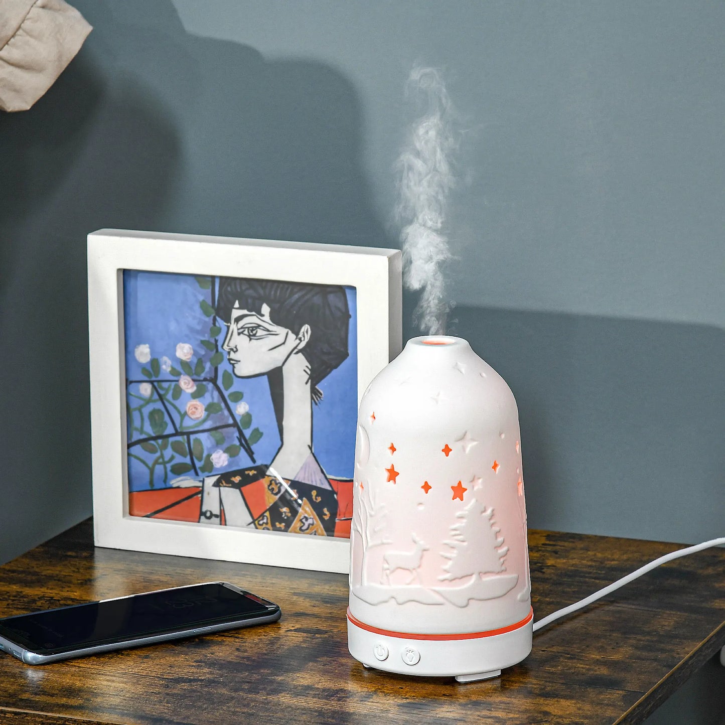 Ultrasonic Aromatherapy Diffuser With Ceramic Cover And Auto Off