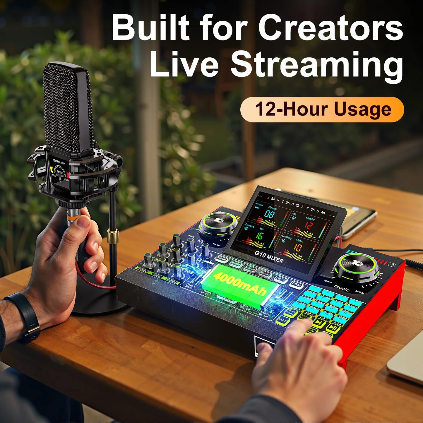 Tenlamp Audio Interface Mixer Bundle for Recording and Streaming