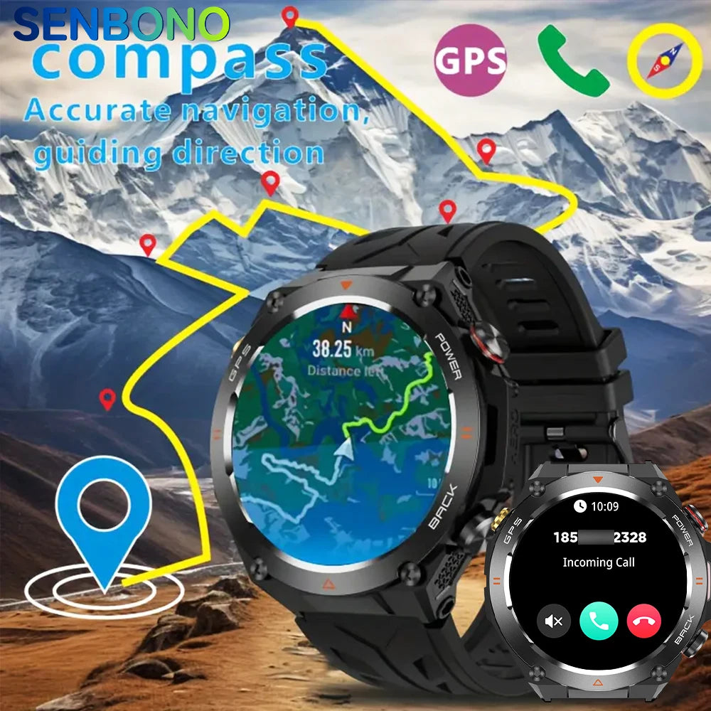 SENBONO GPS Smart Watch 1.45 Inch Display Bluetooth Phone Call