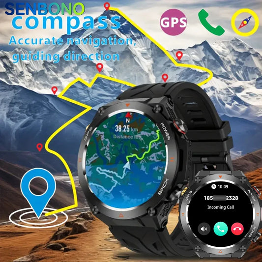 SENBONO GPS Smart Watch 1.45 Inch Display Bluetooth Phone Call