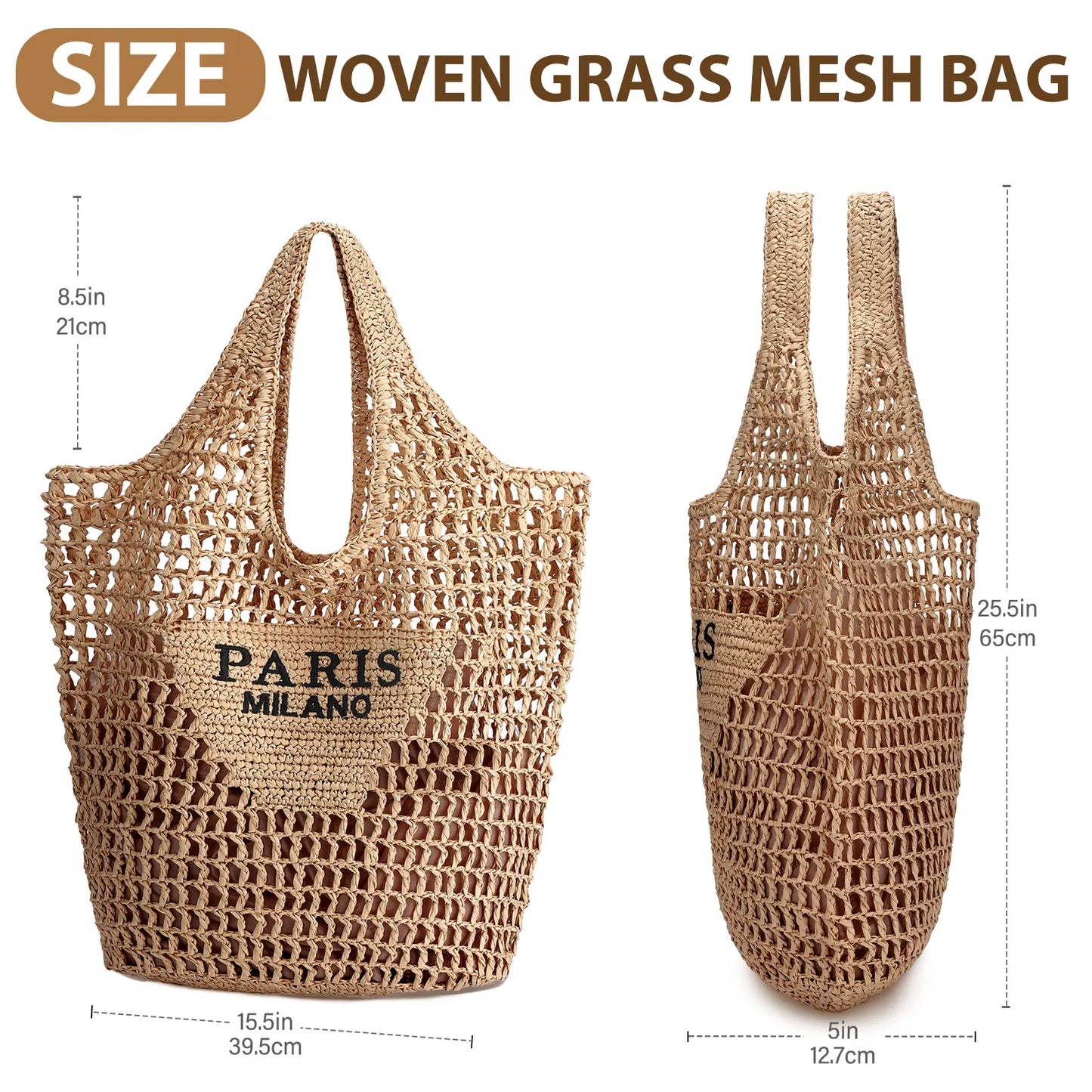 Hatisan Straw Beach Tote Bag For Women Handmade Woven Bag