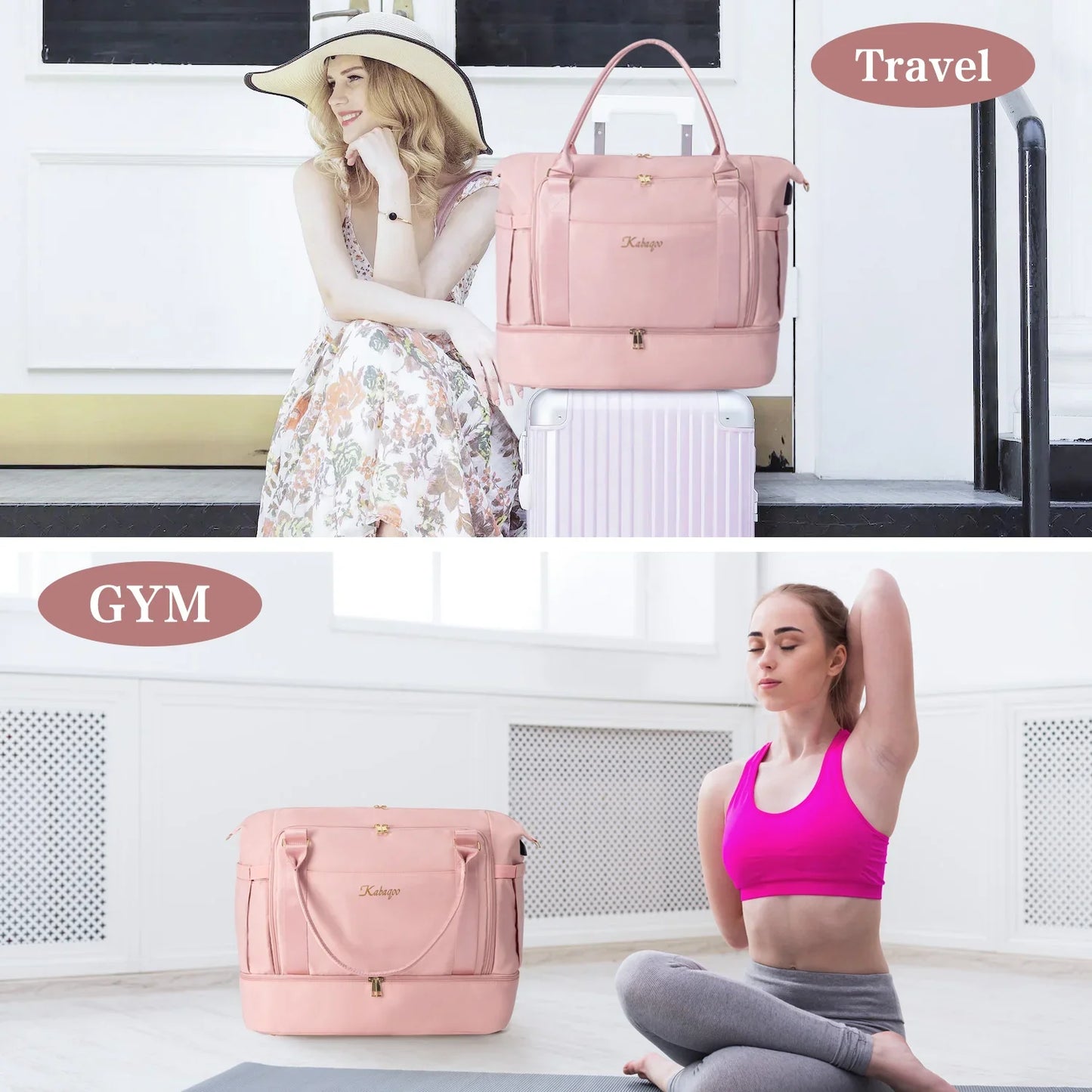Kabaqoo Travel Duffle Bag With USB Port And Shoe Compartment