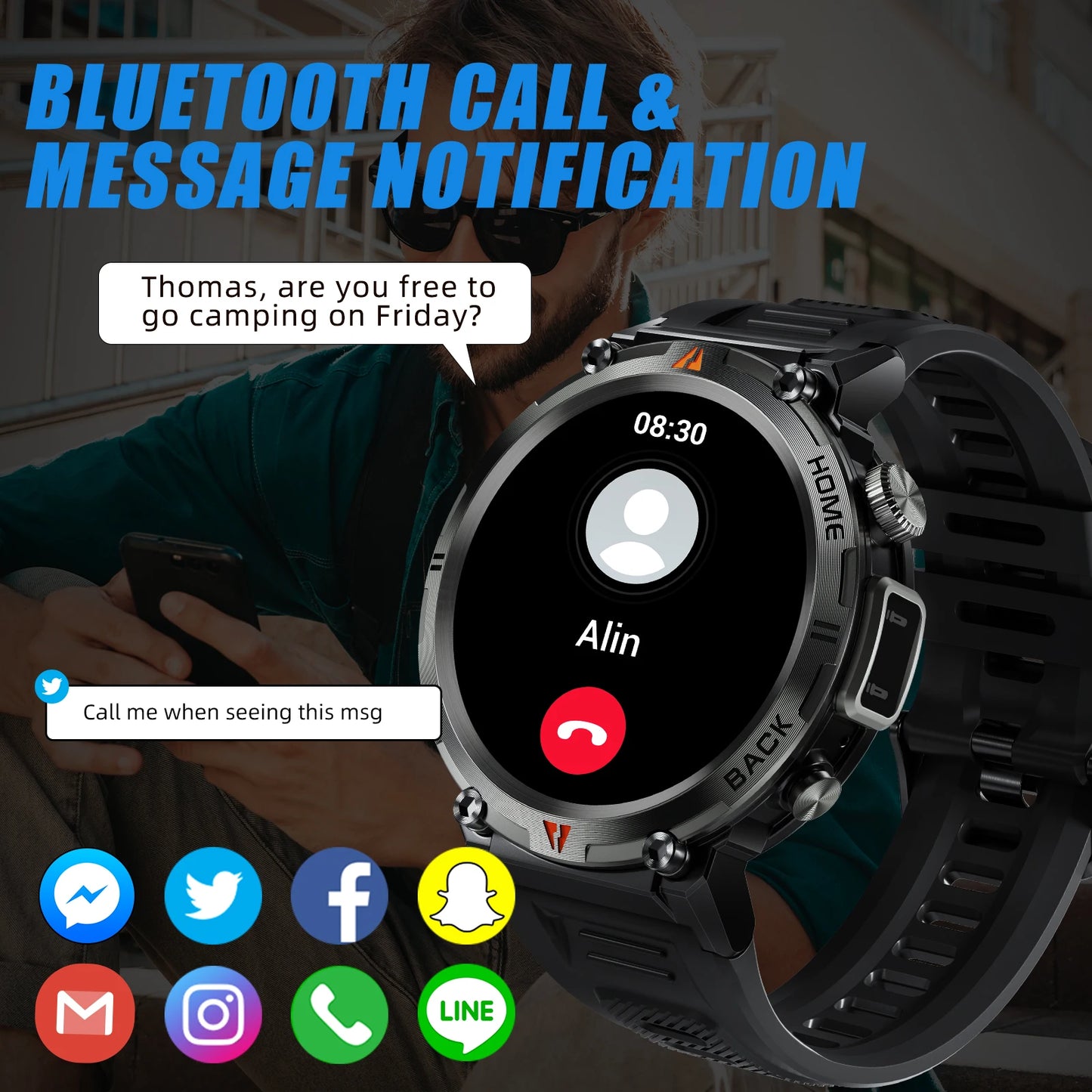 LaNikar KE3 Bluetooth Call Smartwatch For Men With Touch Screen
