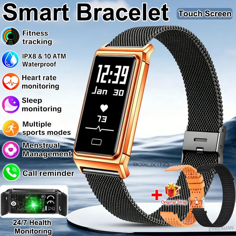 Fitness Tracker Smart Bracelet IPX8 Waterproof Touch Screen Health Monitor
